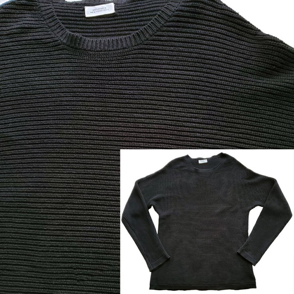 Saturdays Relaxed Oversized Cotton Cashmere Blend Ribbed Heavy Knit Sweater